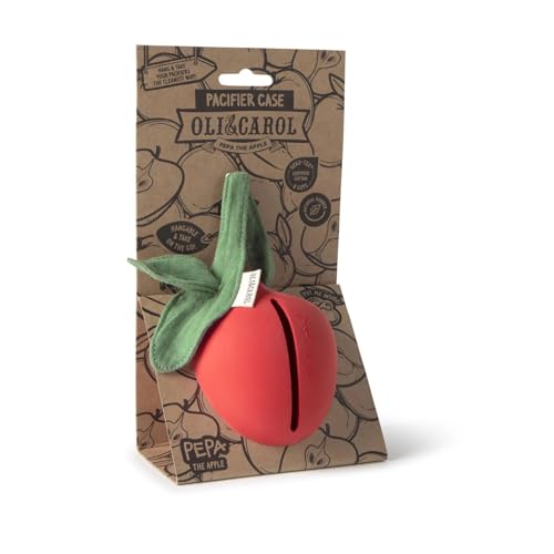 Oli & Carol Schnullerhalter Schnullerbox Etui Schnulleraufbewahrung Pepa der Apfel handgefertigt rot