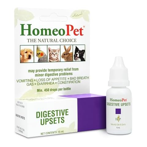 HomeoPet Digestive Upsets, Natural Pet Digestive Support, Digestive Supplement for Dogs, Cats, and Small Pets, 15 Milliliters Cover