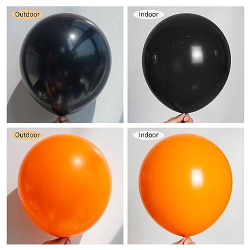 Image of 130pcs 18 /12 /10 /5 Inch Black and Orange Balloons Garland Arch Kit | Different Sizes Pack Latex Balloon for Birthday Graduation Halloween Party Decoration