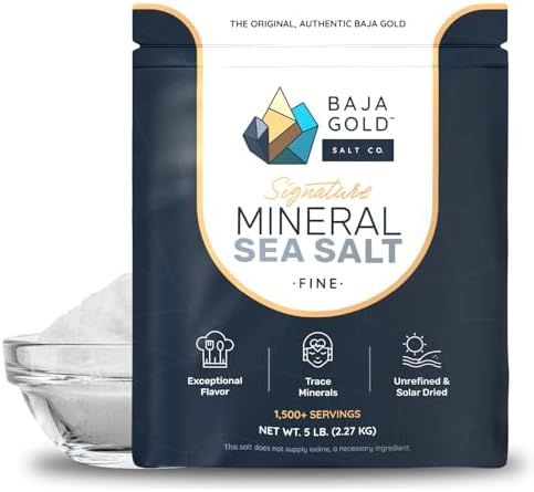 Baja Gold Mineral Sea Salt, Gary Brecka Choice, Fine Grind, 5 lb Bag