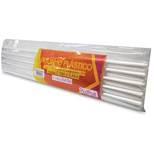 ROLINHO P/ENCAPAR INCOLOR LISO 2M, Plast Park, 9932, Incolor, Pacote com 5
