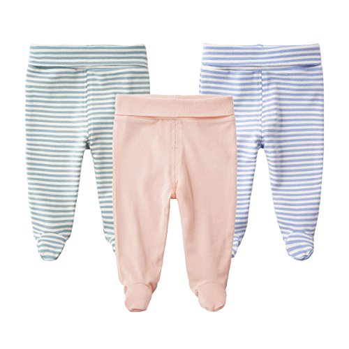 Teach Leanbh Infant Baby 3 Pack Footed Pants Cotton High Waist Casual Leggings (12 Months, A) #TOP20