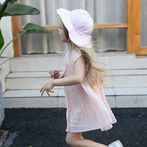 ThunderCloud Baby Sun Hat 50+ UPF Protective Wide Brim Girls Sun Hat,Pink1,12-24 Months - Thumbnail 6