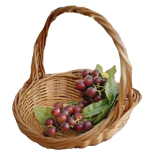 Panier Légumes Cuisine, Corbeille en Osier Tressé avec Anse, Grands Contenants Alimentaires Accessoires De Cuisine, Organisation Et Rangement Pour Fruits, Légumes Et Fêtes