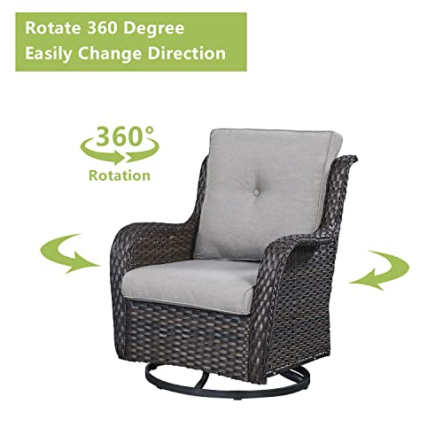 Rilyson Wicker Patio Furniture Set - 6 Piece Rattan Outdoor Sectional Conversation Sets With 2 Rocking Swivel Chairs,2 Ottomans,1 Sofa And 1 Loveseat For Porch Deck Garden(Brown/Grey) #TOP7