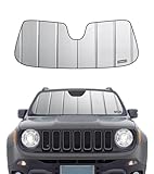Pigenius Windshield Sunshade for Jeep Renegade 2015-2023 (with Rain Sensor), Premium Grey Leather Finish