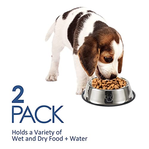 Fressnapf Hunde,Edelstahl Hundenapf,2 Stück Futternapf für Hunde, Hundenapf Metall Kleine 350 ml mit Rutschfesten Gummi Haustier Trinknapf Hundenäpfe,Welpennapf,Futternapf und Wassernapf