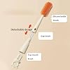 4-in-1 Water Bottle Cleaner Brush,Multifunctional Long Handle Cleaning Brush,Removable Cup Lid Cleaner Brush,Straw Brush for Cup Lid Gap for Water Bottles,Travel Mugs Cleaning Tools (Orange)