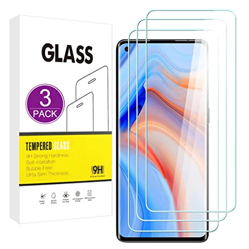 E-Hamii [3 Piezas Vidrio Templado Inastillable 9H Compatible con OPPO Reno4 Pro 5G,Protector de Pantalla[Cristal HD Claro]de 0.33 mm para OPPO Reno4 Pro 5G Cover