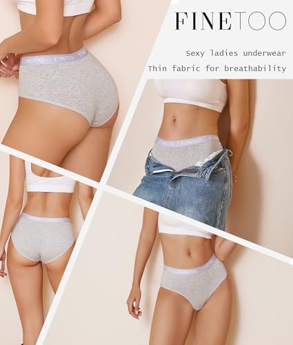 Image of FINETOO Womens Underwear Cotton Hipster Sexy Panties Full Coverage Briefs Stretch Bikinis Comfortable Cheeky 6 Pack