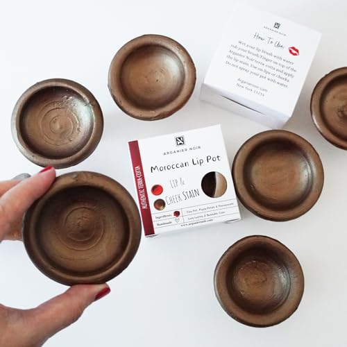 Arganier Noir Aker Fassi Authentic Moroccan Clay Pot Lip and Cheek Stain Buildable Brick Color