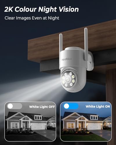 Reobiux 2K Outdoor Security Camera, 360° CCTV Camera Outdoor WiFi, Home Security Cameras with 30M Colour Night Vision, Motion Tracking, Two-Way Audio, IP66 Weatherproof, Works with Alexa - Image 6