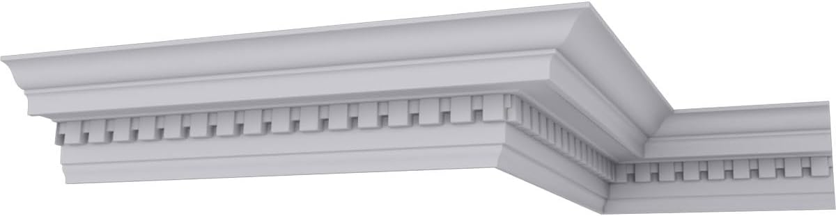 Endurathane Dentil Crown Moulding, 5"H x 5"P x 7 1/8"F x 94 1/2"L, Factory Primed