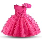 NNJXD Baby Girl Birthday Party Dress Tutu Toddler Girl Cute Bowknot Gown 2064 Rose (3Y) 3 Years