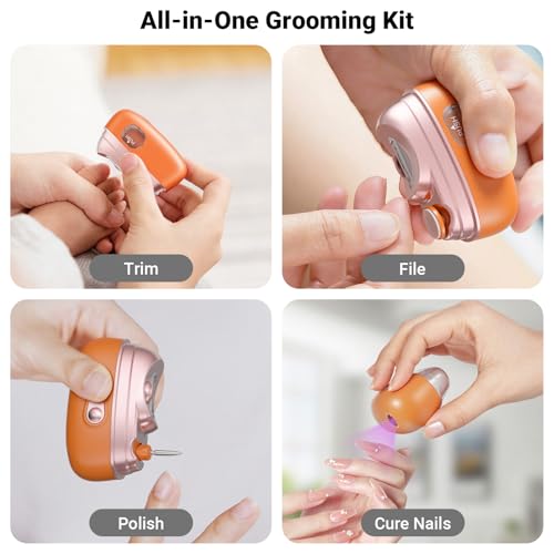 Image of 4-in-1 Electric Nail Clipper with LED Light - Quiet Rechargeable Nail Grooming Kit, Grinder & Polisher, 2 Speed, Nail Debris Collector, Portable Gift Set