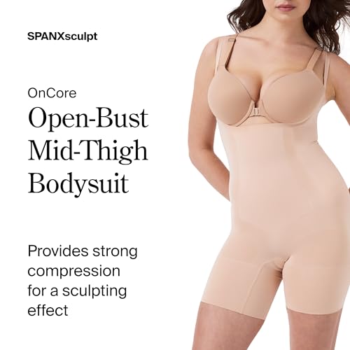 SPANXsculpt OnCore Open-Bust Mid-Thigh Bodysuit - Powerful Compression - Comfortable Shapewear - Adjustable Straps2