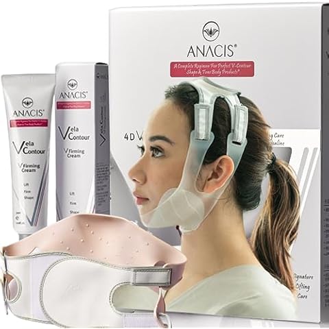 Anacis Chin Tightener Face Mask – Toning Wrinkles Fine Lines Sagging Skin Neck Cream - V-Line face strap, Set Cover