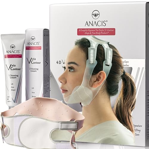 Anacis Chin Tightener Face Mask – Toning Wrinkles Fine Lines Sagging Skin Neck Cream - V-Line face strap, Set