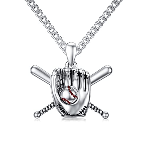 Collier gant de baseball argent sterling 925 pendentif sport pour homme et femme