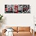 ZHIYANGY 3 Piece London Wall Art -Old Red Buses and Phone Boxes on the Streets of Black and White Picture Print On Canvas Wall Art - Retro Red Bike Wall Decor -Red Classic Car for Man Cave, Garage or Living Room