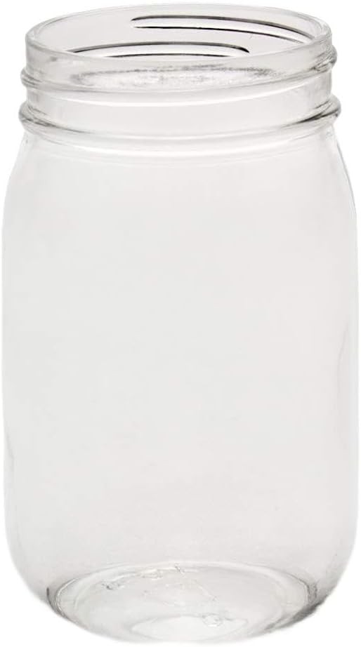 North Mountain Supply 16 Ounce Glass Regular Mouth Mason Canning Jars - No Lids - Case of 12, RM-16OZ