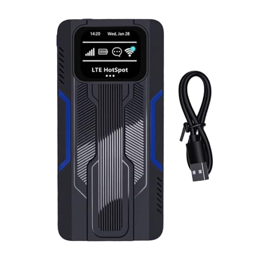 OVAQUIXI Portable Hotspot 4G LTE Mobile Router 300Mbps Dual Band with 10000mAh Battery Large Screen for Travel Home Office Streaming Gaming
