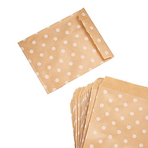 Airssory 100 Pcs 6x4 Inches Recycled Dot Pattern Brown Kraft Paper Lunch Bag No Handles Storage Bags for Food Homemade Popcorn Snacks Arts & Crafts Projects