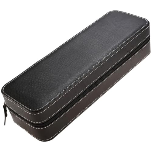 Boîte à montres en cuir noir coffret rangement bijoux 6 places