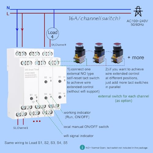 Minuterie Intelligente WiFi Programmable Commande Interrupteur 5 Gangs - 3