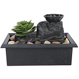 ULTECHNOVO Tabletop Fountain with Running Water Bonsai Decoration, Feng Shui Waterfall Ornament for Indoor Home