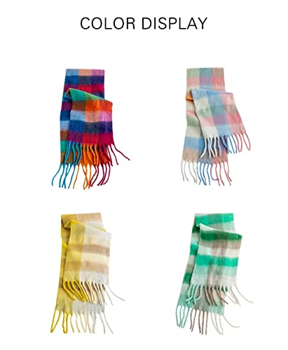 Women's Autumn/Winter Scarf Mohair Scarf Plaid Pattern Shawl Thickened Soft Warm Fashion Scarf3