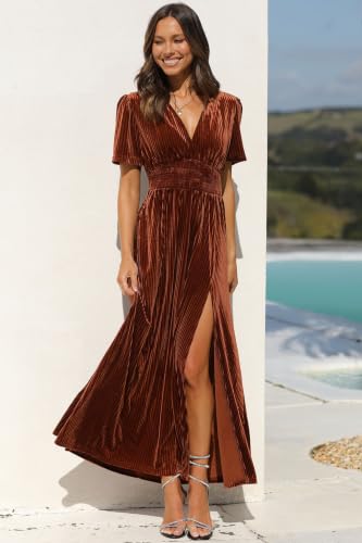 Image of Maxigerui Women's Velvet Maxi Dress Formal Dresses for Wedding Guest Dress