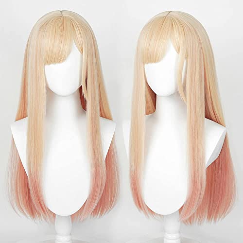 Perruque Marin Kitagawa Cosplay longue blonde rose clair costume anime avec wig cap