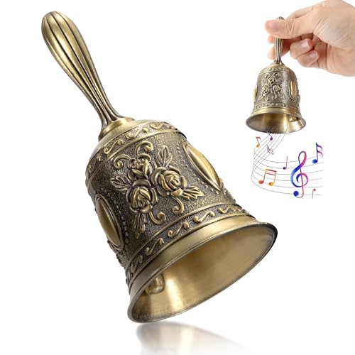 Campanello a Mano Classica Campana d'ottone di Servizio Campana per Chiamate di Matrimonio per Ricevimento Alberghiero Preghiera Bronzo