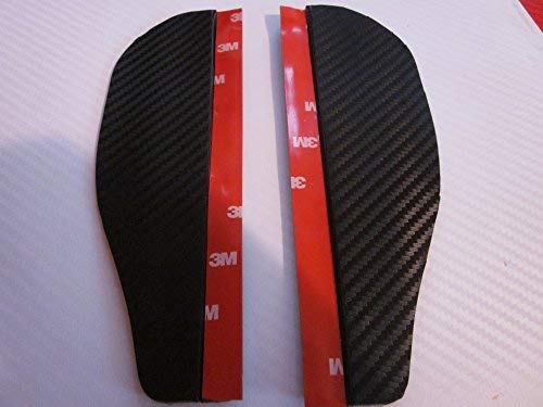 True Line Automotive Two Piece Carbon Fiber Black Mirror Rain Visor Guard #TOP3