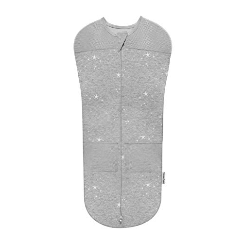 Image of Happiest Baby Sleepea 5-Second Swaddle - 100% Organic Cotton Baby Swaddle Blanket - Doctor Designed Promotes Healthy Hip Development - Prevents Accidentally Scratching Face (Graphite Gray, Medium)