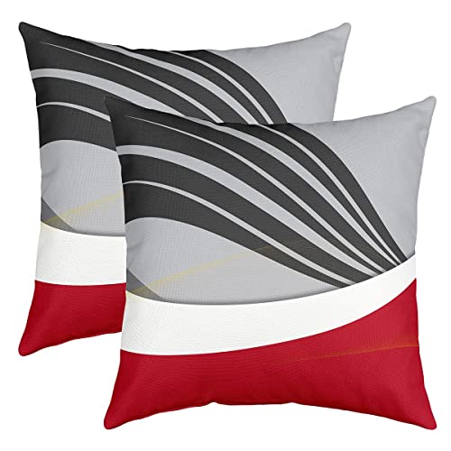Lot de 2 Housses de Coussins 40x40 Géométrique pour Canapé,Housse d'oreiller Noir Rouge Blanc Gris À Rayures, Taie d'oreiller Abstraites,Housse de...