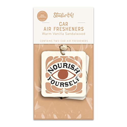 Image of Studio Oh! Nourish Yourself Set of 2 Hanging Car Air Freshener, Long-Lasting Fragrance, Odor Eliminator, Scented Car Accessory for Auto Interior, Decorative Air Freshener, 4 x 7.5 in