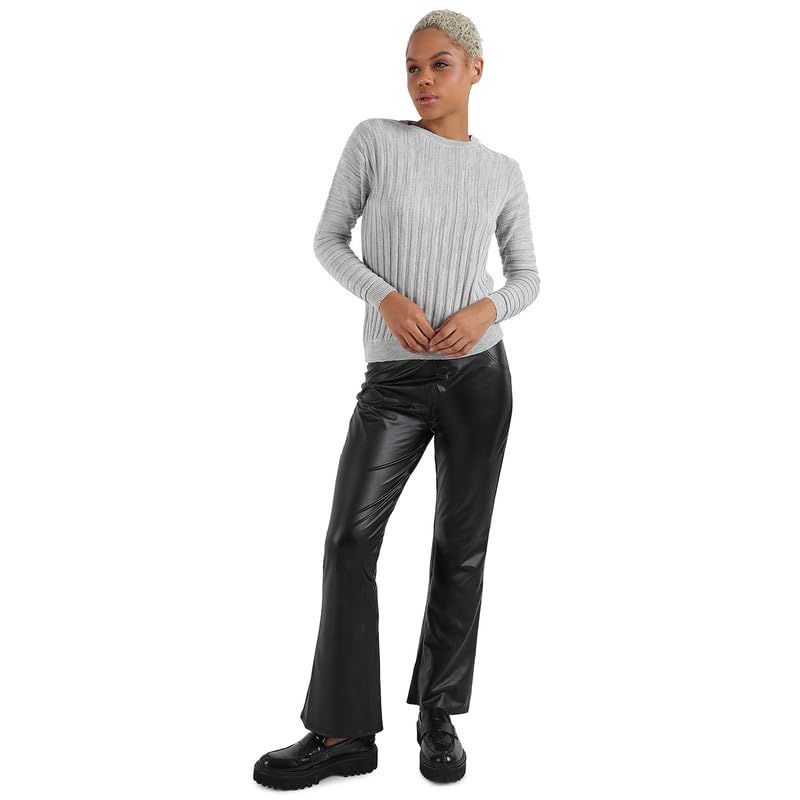 Image of PINACOLADA Women's Solid Ribbed Cropped CardiganFor Casual Wear | V Neck | Long Sleeve | Wool Sweater Crafted with Comfort Fit for Everyday Wear