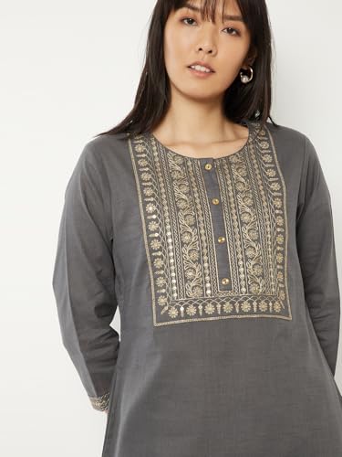 Image of Max Women's Cotton Blend Regular Fit Casual Kurta