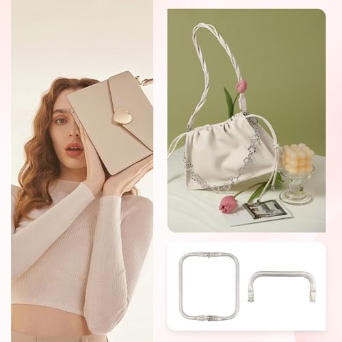 FIHODONE 2 Stück Taschenrahmen Verschluesse U-Förmige 16cm 20cm, Taschenbügel Taschen Verschluss Aluminiumlegierung, taschenbügel Metall für DIY Geldbeutel Handtasche Taschenzubehör