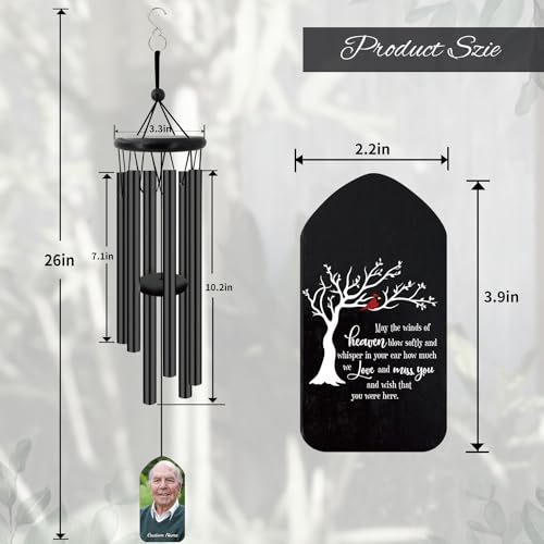 Image of ASTARIN Personalized Wind Chimes Outdoor Large Deep Tone,Large Customized WindChimes for Outside Tuned Relaxing Soothing, Memorial Wind Chimes Sympathy for Mom Dad