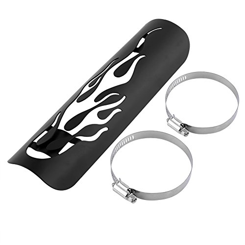 Fydun Cubierta de blindaje de placa anti-calor Cubierta de aislamiento Universal Moto Llama Tubo de escape Escudo de aislamiento térmico Protector de la cubierta del silenciador(Negro)