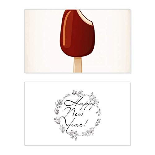 Tarjeta de Año Nuevo en forma de helado de chocolate dulce para dedicatorias festivas