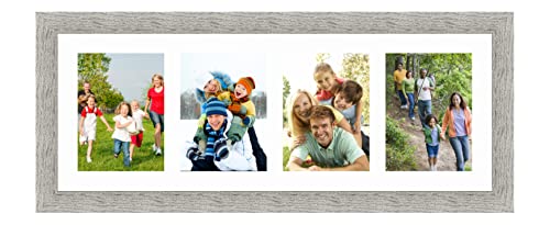 Cadres Photos pêle mêle multivues Super Blanc 4 Photo(s) 15x20 Passe Partout, Cadre Photo Mural 70x25 cm Taupe Gris, 3.5 cm de Largeur