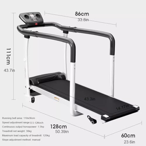Image of 2-in-1 Folding Treadmill,Motorized Electric Walking Running Machine Large LCD Display for Elderly, Long Handrail for BalanceLightweight Under Desk Treadmill
