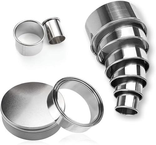 Runde Ausstechformen, Edelstahl Ringe Ausstechform Set, mit Aufbewahrungsbox, für Küche, Kuchenladen, 11 Stück