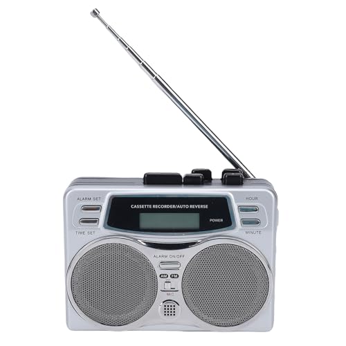 Reproductor de casete retro ASHATA con radio AM FM estereo y reloj