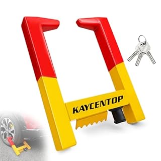 KAYCENTOP Universal Weel Lock Clamp, Wheel Chock Lock, Tire Lock Anti Theft Wheel Lock, Great Deterrent Bright Color, for Trailers SUV Boats Atvs Motorcycles Golf Cart, 3 Keys