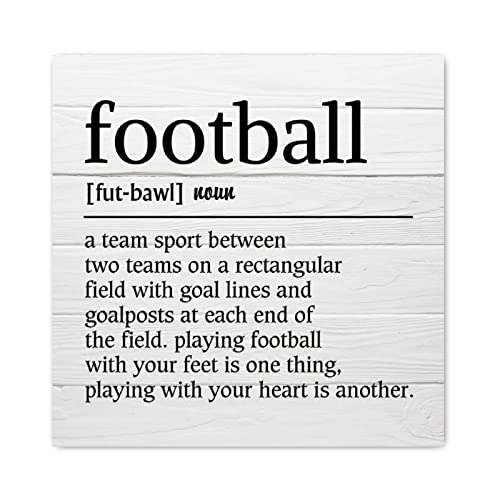 Panneau mural en bois football de 30x30 cm Evans1nism pour decoration maison style ferme
